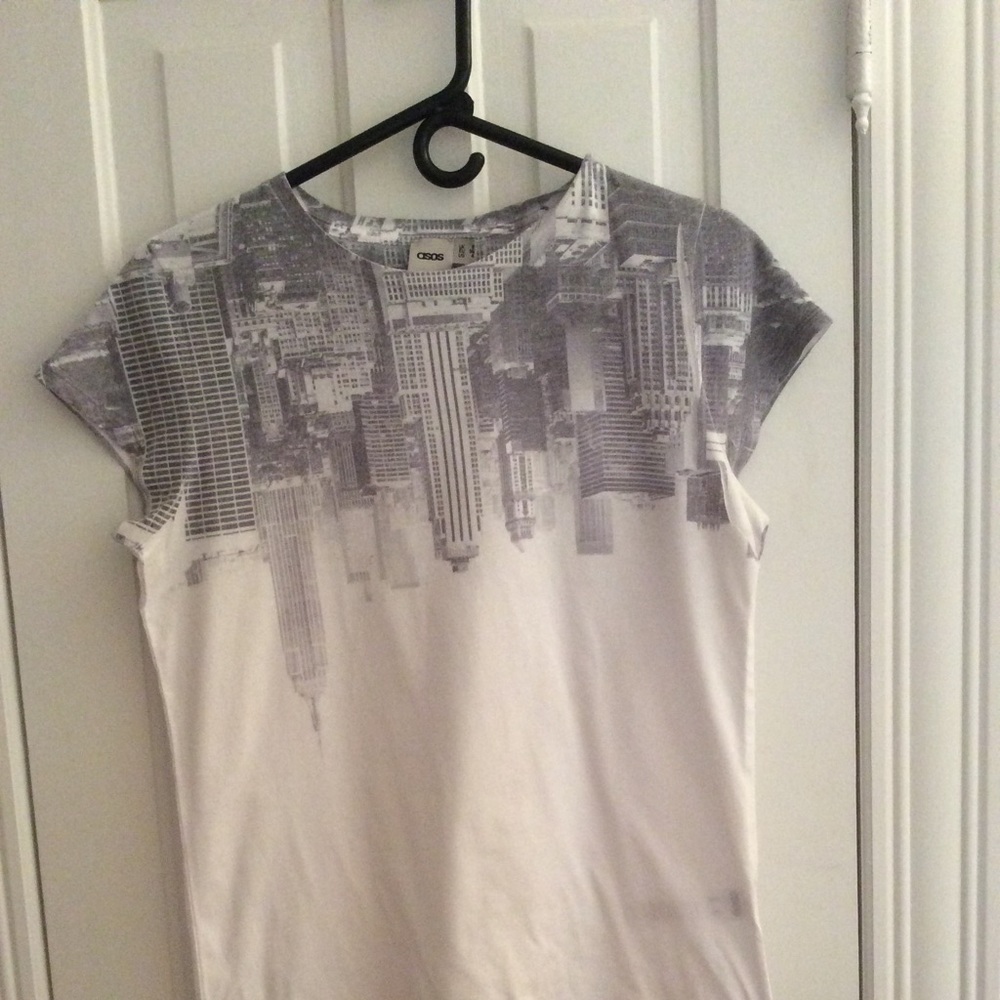 ASOS White & Gray Cityscape Print Tee